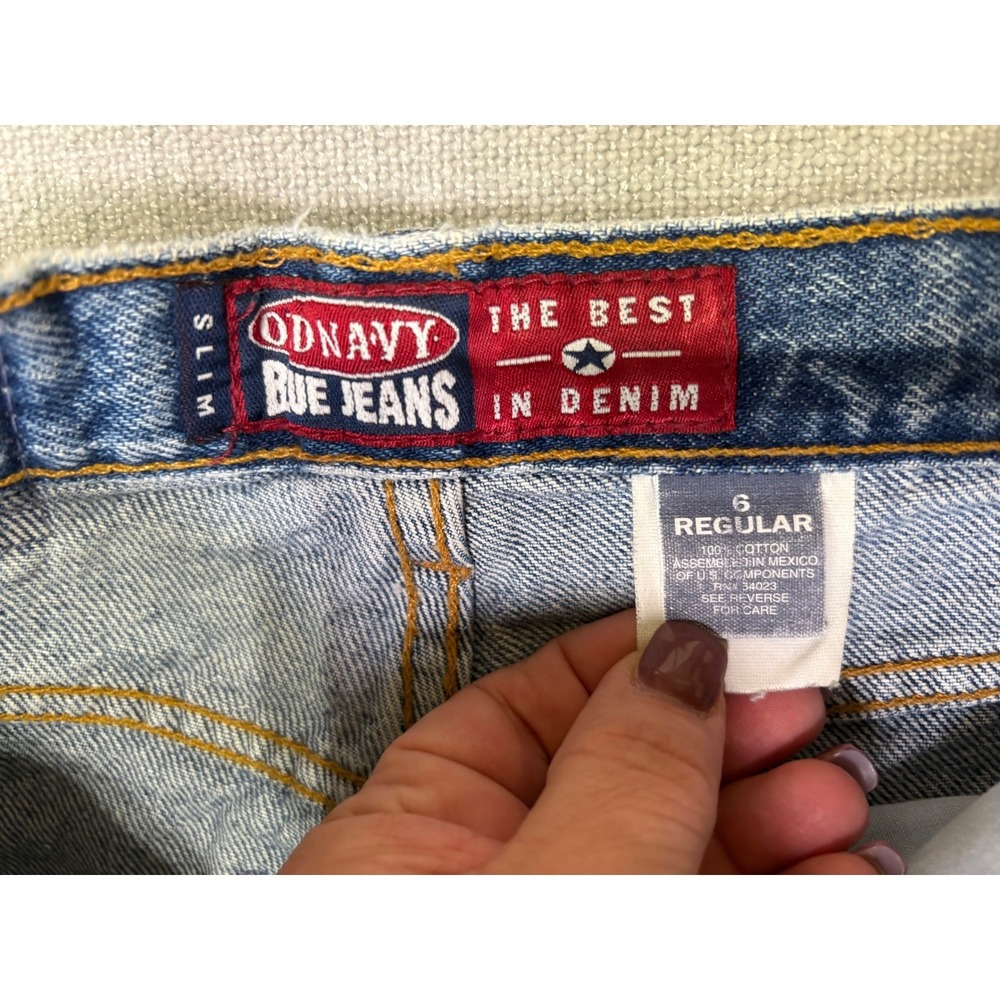 Old Navy Y2K Blue Jeans Womens 6 Regular Slim Straight High Rise Medium Wash - Picture 8 of 12